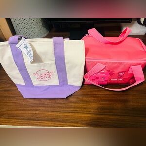 Trader Joe’s Pink Mini Insulated Handled (Lunch) Bag & Lavender Mini Tote (Set)